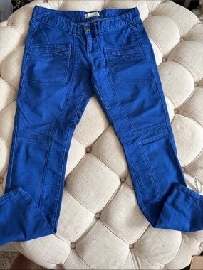 Free People Electric Blue Skinny Utility Jeans